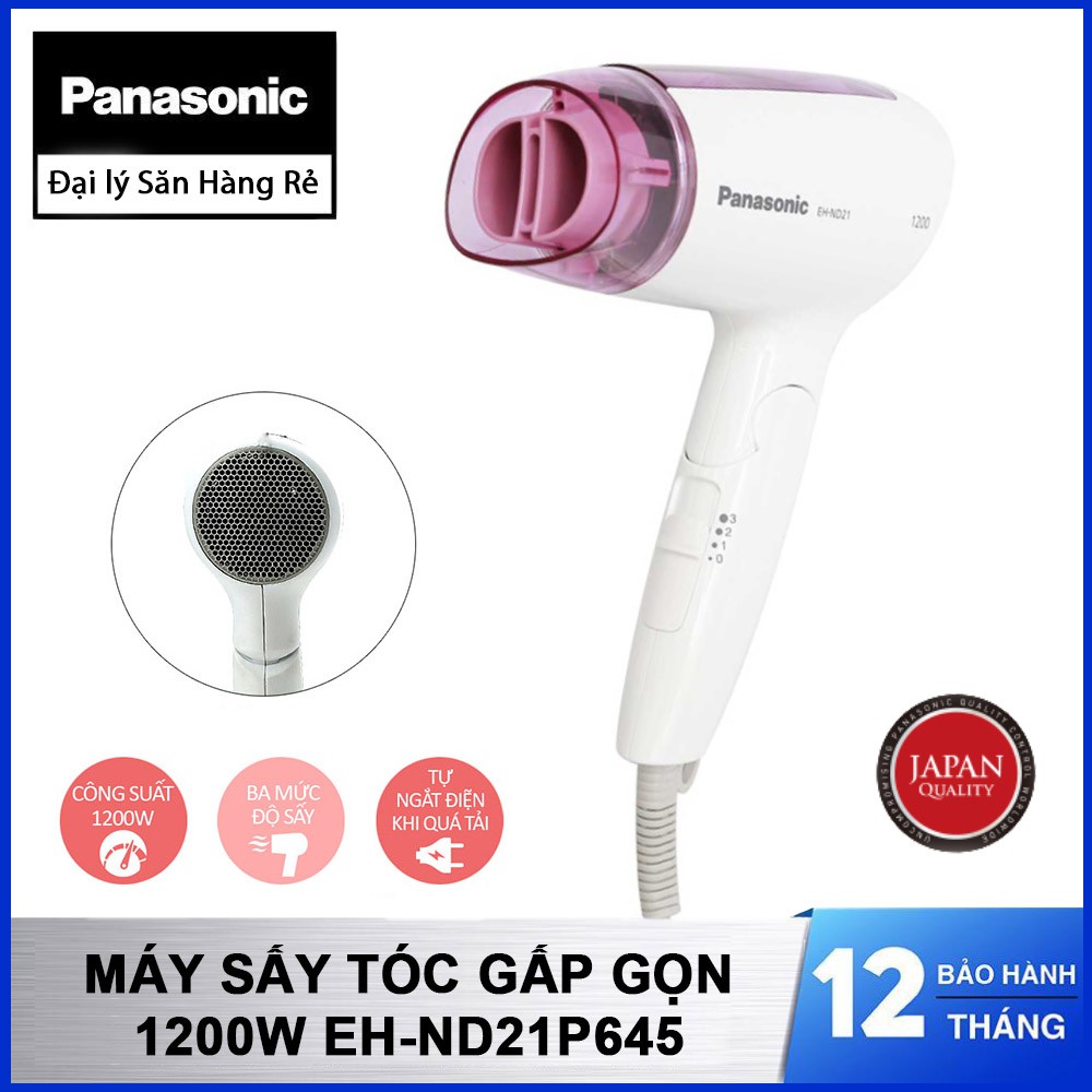 Máy sấy tóc gấp gọn Panasonic EH-ND21P645 công suất 1200W sản xuất Thái Lan - Hàng chính hãng bảo hành 12 tháng