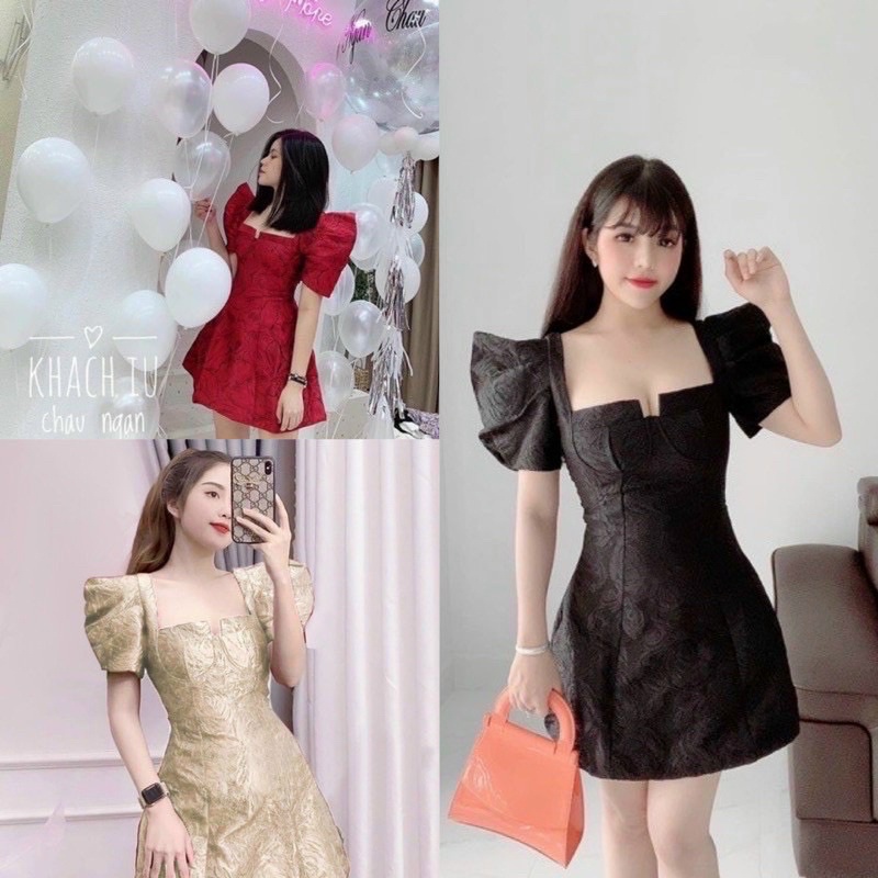 BIGSIZE Đầm gấm tay phồng 50-90kg