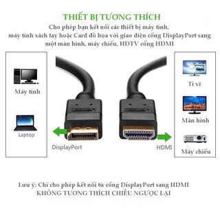 Cáp displayport sang hdmi dài 1m - 3m ugreen 4k 2k cao cấp - hàng chính hãng