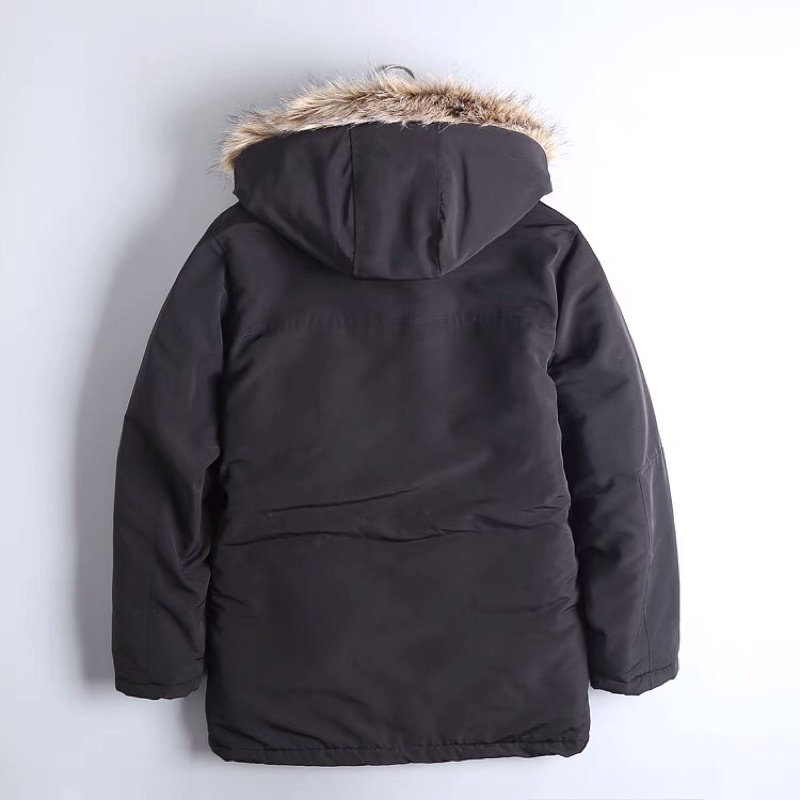 Áo parka nam cổ lông kaki đại hàn siêu ấm