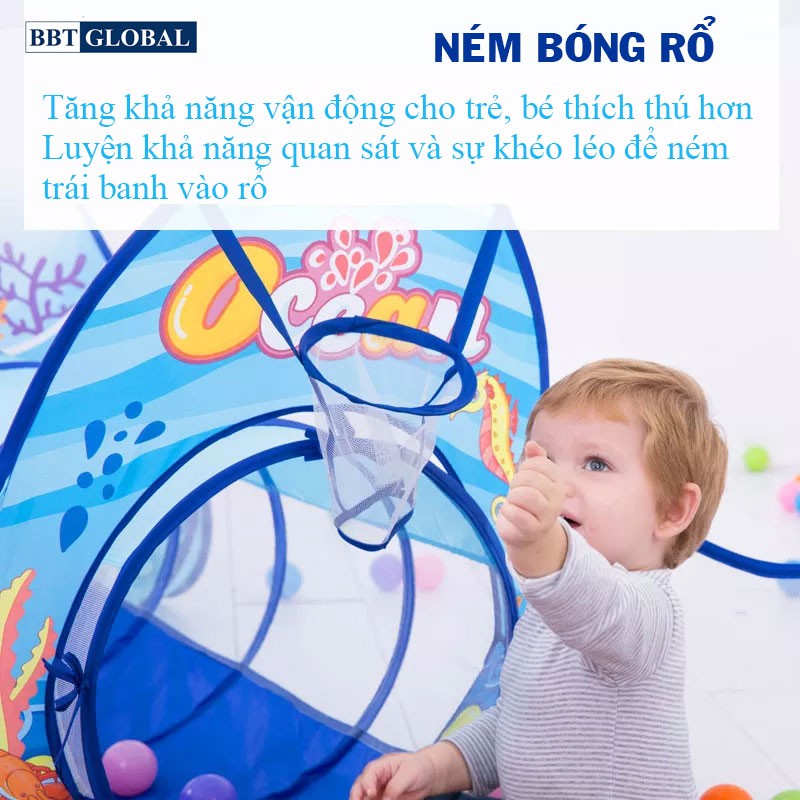 Nhà bóng chui ống 3 khoang đại dương xanh 1384 (528)