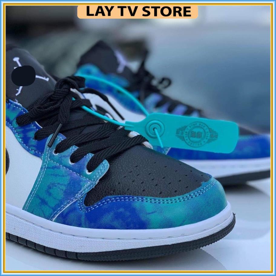 Giày thể thao Jordan cổ cao cổ thấp xanh loang nước biển, giày sneaker JD1 Tie Dye cao cổ thấp cổ nam nữ | BigBuy360 - bigbuy360.vn