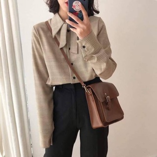 Sơ mi sọc thắt nơ