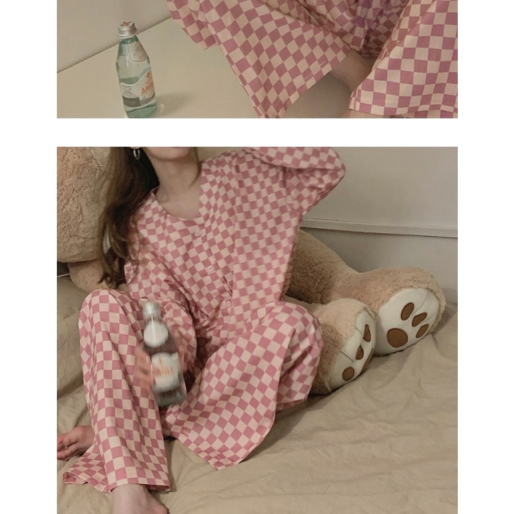 Bộ Đồ Ngủ Tay Dài Kẻ Sọc Xinh Xắn Cho Nữ