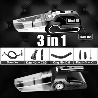 Máy BơmCầm Tay - Máy bơm Xe Hơi 3in1 Kèm Van Bơm Hơi Cao Cấp Công Suất Lớn Bảo Hành 12 Tháng