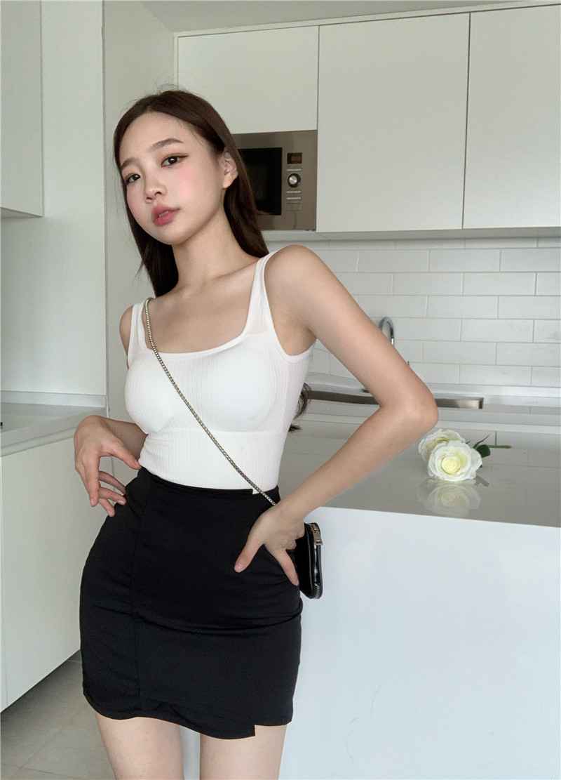 Korean fashion sexy high waist all-match Mini solid color skirt women