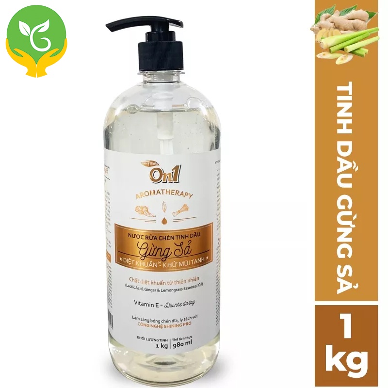 Nước Rửa Chén On1 Tinh Dầu Gừng Sả 1Kg, Diệt Khuẩn, Khử Mùi Tanh - Sản Phẩm Cao Cấp Của LIX