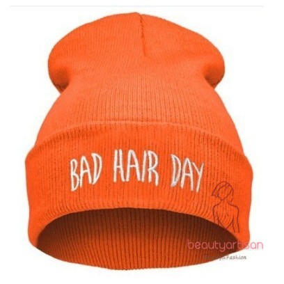 Mũ len trùm đầu thêu chữ BAD HAIR DAY phong cách năng động, thể thao