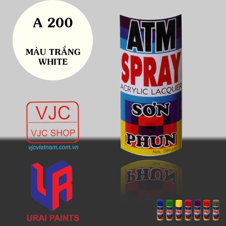 Chai sơn xịt sơn xe máy cao cấp ATM màu trắng A200 dung tích 400 ml