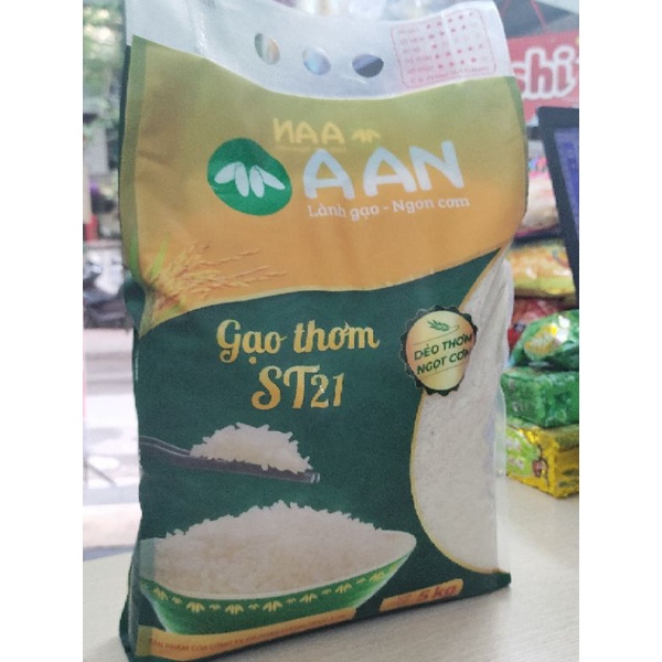 Gạo thơm ST21 A AN - Đặc sản Sóc Trăng, Dẻo thơm ngọt (5kg)