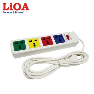 [4ổx5mx2200W] Ổ cắm điện LiOA - Ổ cắm kéo dài đa năng 4 ổ cắm có công tắc và rơ le bảo vệ LiOA 4D52WN