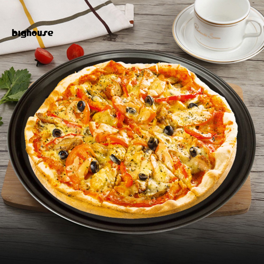 Khay Nướng Bánh Pizza Bằng Thép Không Gỉ Kích Thước 28 / 32cm Có Lỗ Tiện Dụng