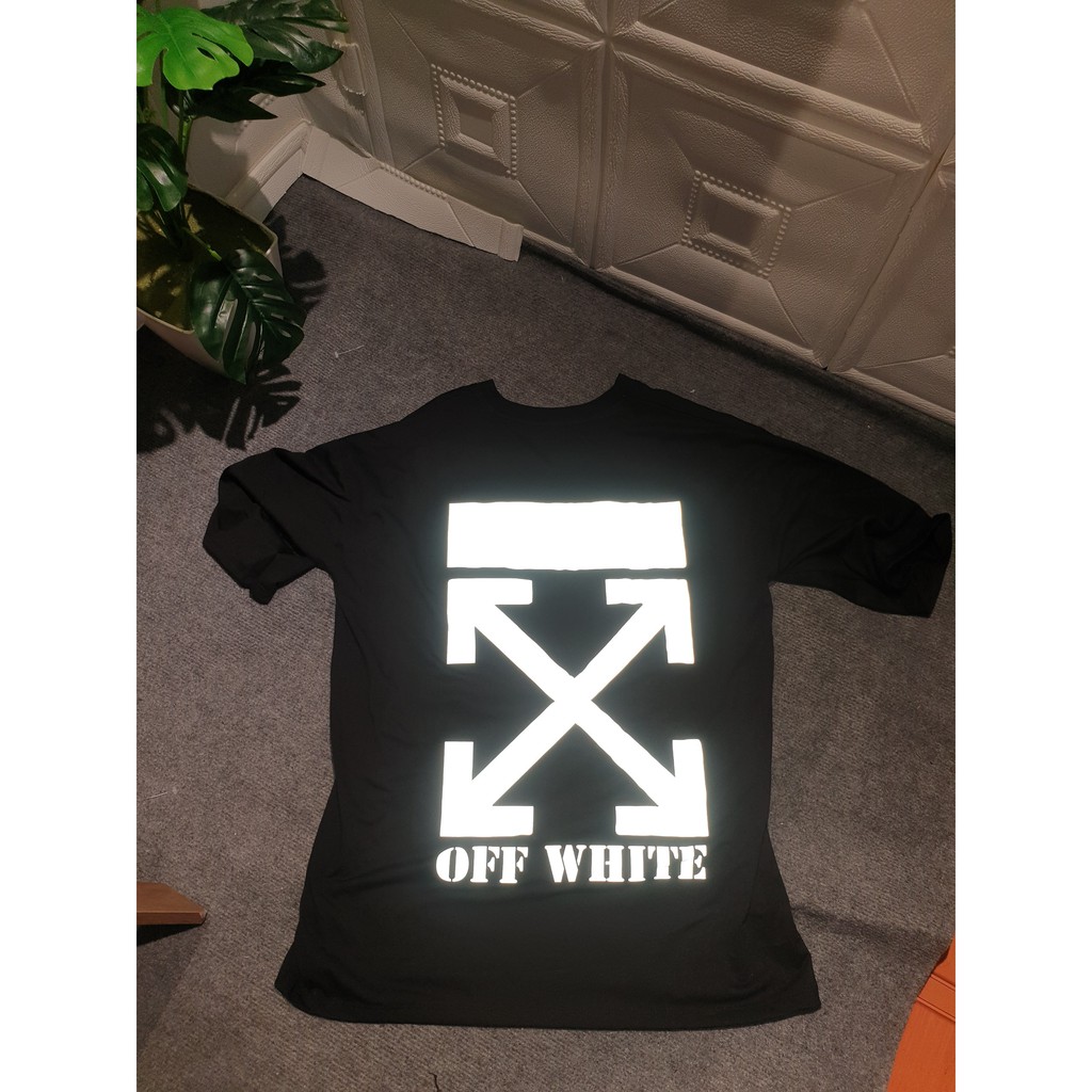 Áo Thun, Áo Thun Tay Lỡ Phom Rộng Unisex In Logo Off White, In Decal Phản Quang Siêu Đẹp