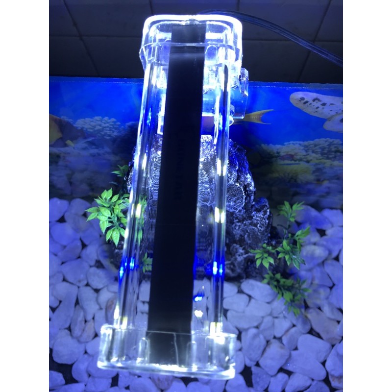 Combo hồ cá dài 40cm rộng 24 cao 24 cm có lọc thác có đèn led có máy oxy có thác cát có đá trắng có tranh dán có cây