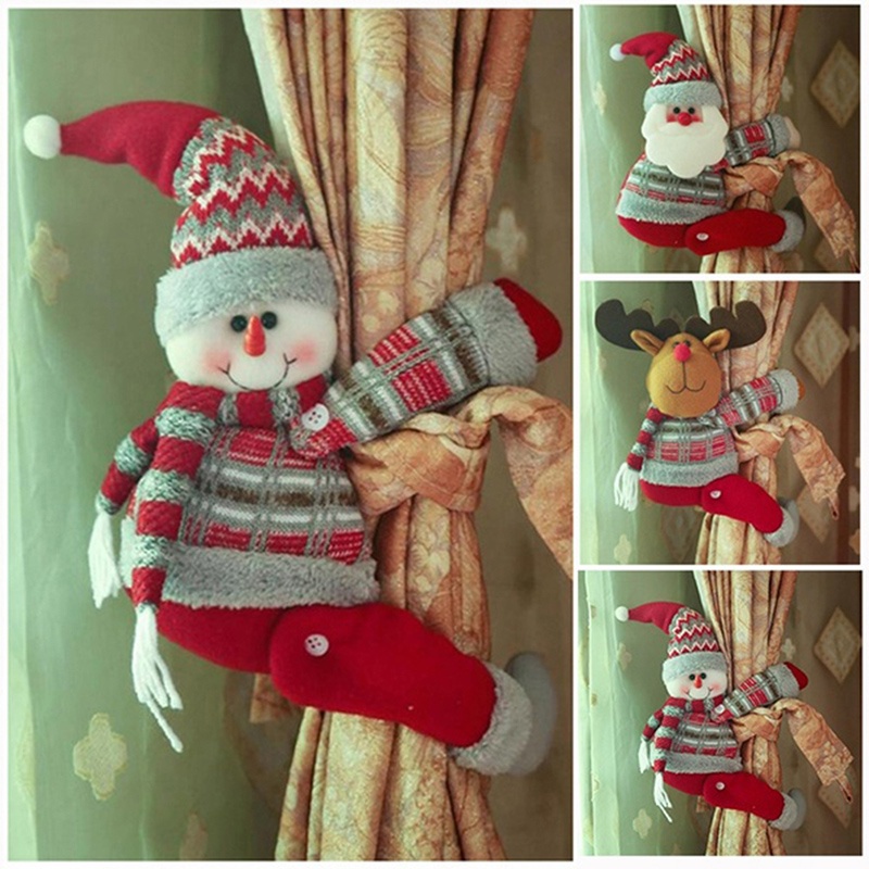 Cute Christmas Curtain Buckle Christmas Decorations for Home Window Decoration Santa Claus Christmas Ornament Home Supplies