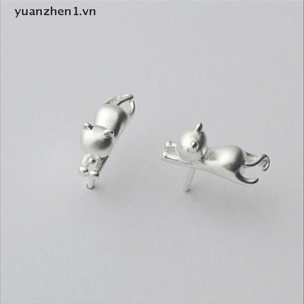 Bông Tai Mạ Bạc Hình Mèo Dễ Thương