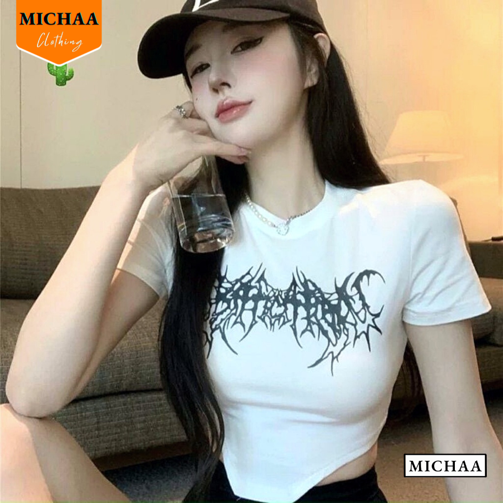 Áo Croptop Nữ SPIDER Tay Ngắn Ôm Body, Áo Thun Croptop Kiểu Sexy Chất Thun Borip - MICHAA CR66