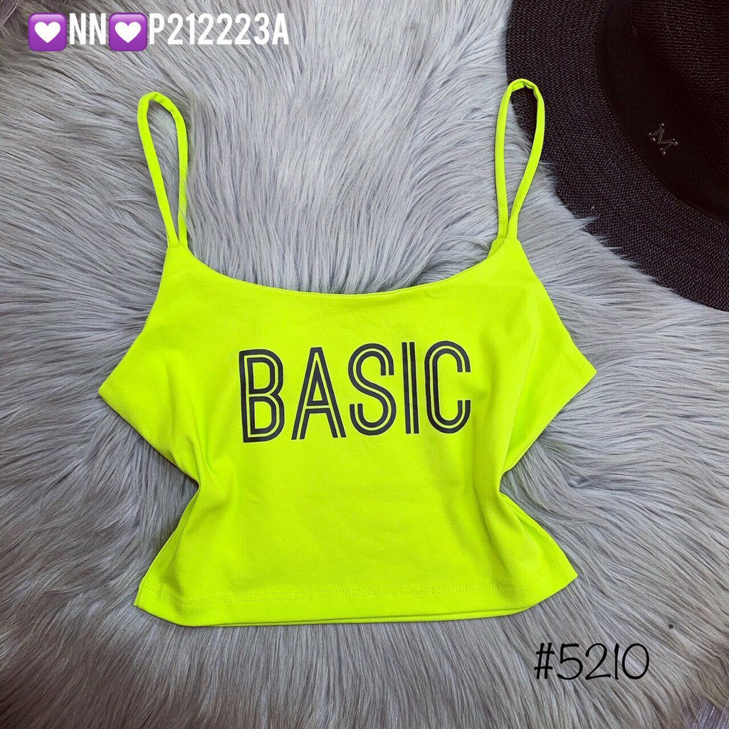 Áo hai dây croptop ôm body chất thun bozip thái siêu mềm mịn co giãn tốt in chữ basic cực xinh