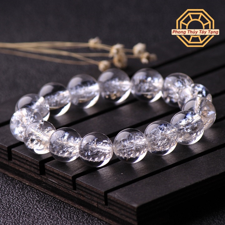 Vòng tay phong thủy Trắng Pha Lê tinh khiết bình an nam nữ mệnh Kim Thủy - tặng hộp gỗ cao cấp - Phong Thủy Tây Tạng