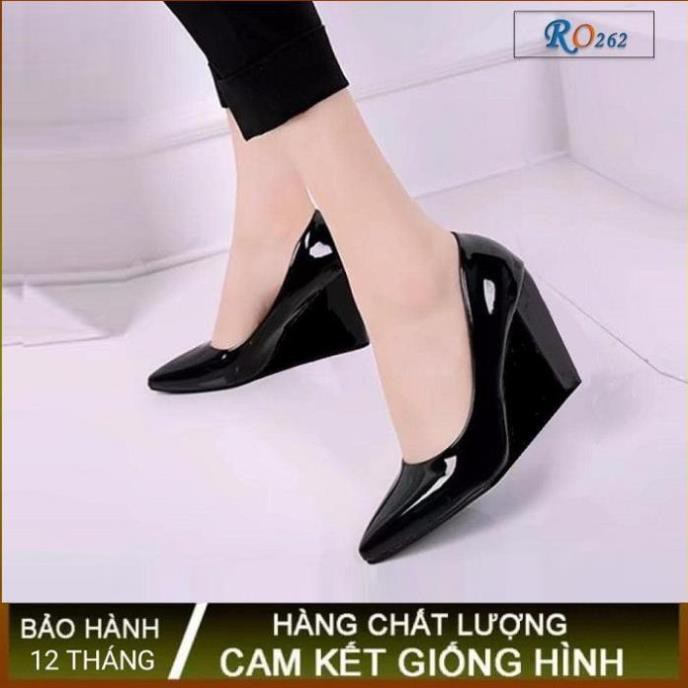 Giày cao gót nữ đẹp đế xuồng 7p hàng hiệu rosata hai màu đen nâu ro262 -h91