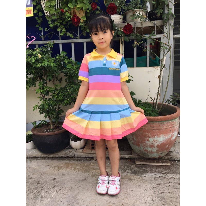 Đầm trụ đuôi cá cầu vồng cho bé gái từ 10-43kg