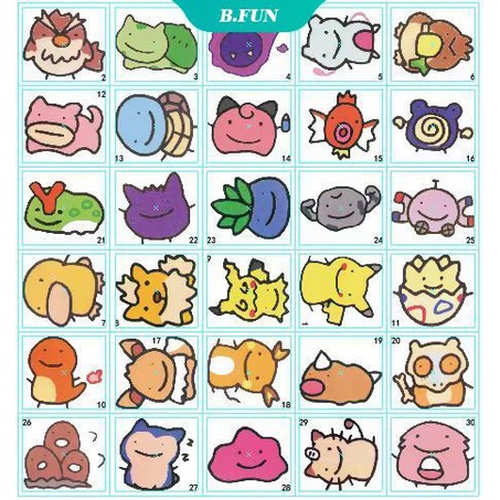 Bộ 30 Miếng Dán Hình Xăm Chống Thấm Nước Họa Tiết Hoạt Hình Pokemon Độc Đáo
