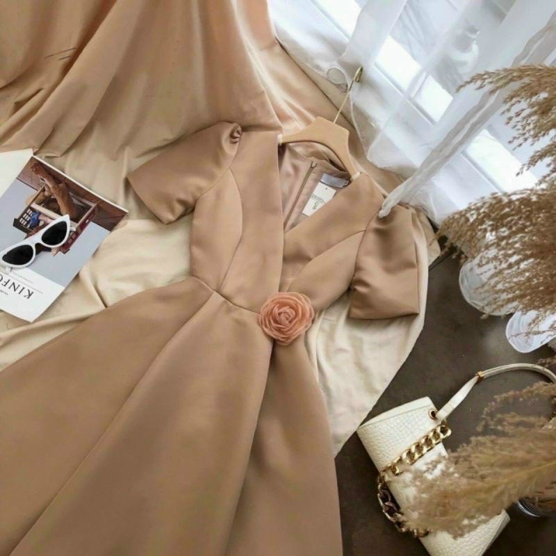 Đầm Dự Tiệc Cổ V Tay Phòng Bigsize 50kg Đến 100kg (M/L/XL/XXL)(Đầm Tết)