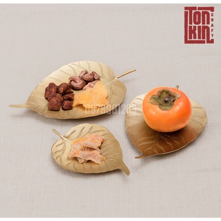 Bộ đĩa, khay lá bồ đề bằng đồng, đĩa đồng, đĩa đựng trầu, hoa quả, bánh kẹo, khay đồng