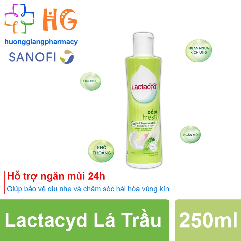 Dung dịch vệ sinh phụ nữ Lactacyd Lá trầu, dung dịch vệ sinh vùng kín, giảm viêm nhiễm phụ khoa, dưỡng ẩm (chai 250ml)