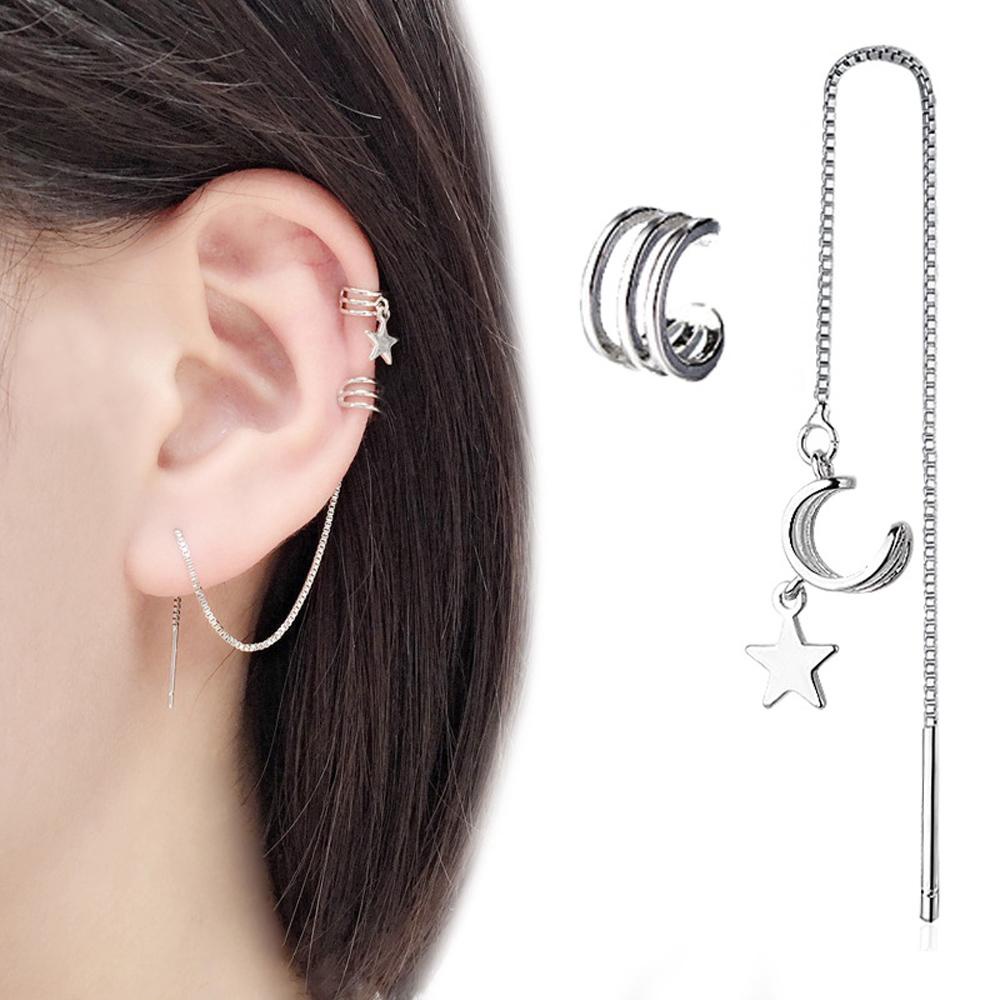 Khuyên Kẹp Vành Tai Dáng Dài Nhiều Lớp Hình Ngôi Sao Thời Trang Hàn Quốc Cho Nữ