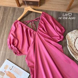 Đầm maxi tay bồng cổ chun nơ