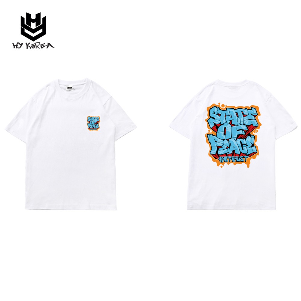 Áo Thun Nam HY KOREA Tay Lỡ Form Rộng Cotton 100% Grafity StateofPage Phong Cách HipHop 88.