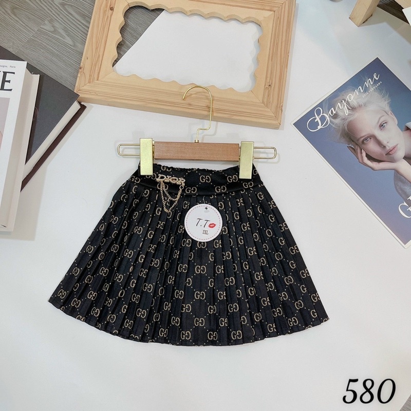 Chân váy dạ kẻ có quần lót bên trong size đại cho bé gái