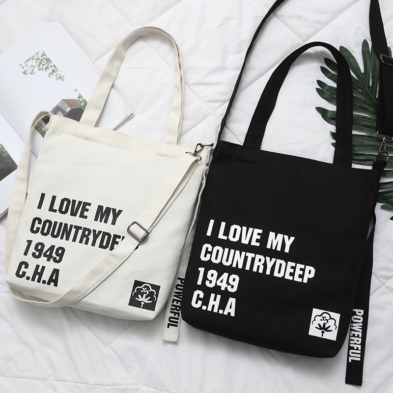 Túi Đeo Vai Vải Canvas Phong Cách Hip hop Mới Cá Tính Cho Nam Và Nữ