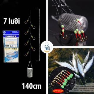 Bộ Thẻo 7 lưỡi câu cá mương hồ siêu nhạy có rọ sắt - Câu cá mương