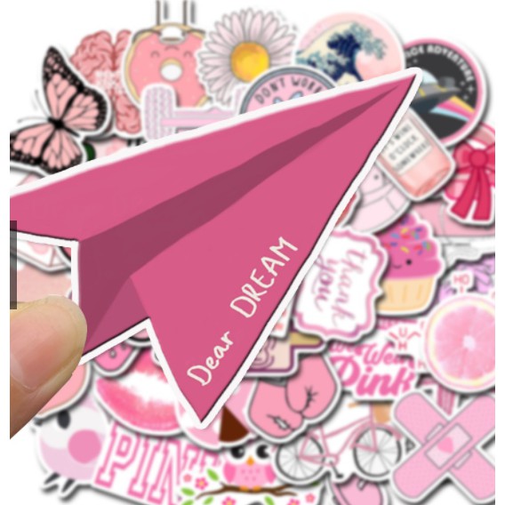 Sticker PINKY nhựa PVC không thấm nước, dán nón bảo hiểm, laptop, điện thoại, Vali, xe