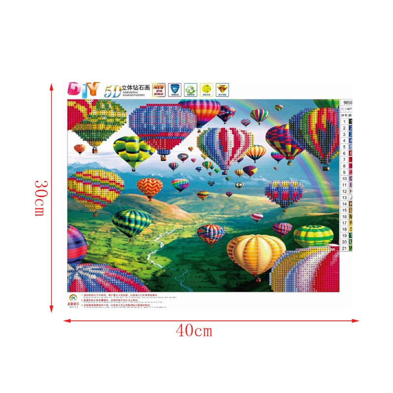 Bộ Tranh Đính Đá 5D Tự Làm Hình Khinh Khí Cầu Trang Trí Nhà Cửa