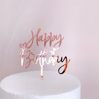 Phụ kiện trang trí bánh sinh nhật_Que cắm HPBD mica 1 tim hồng