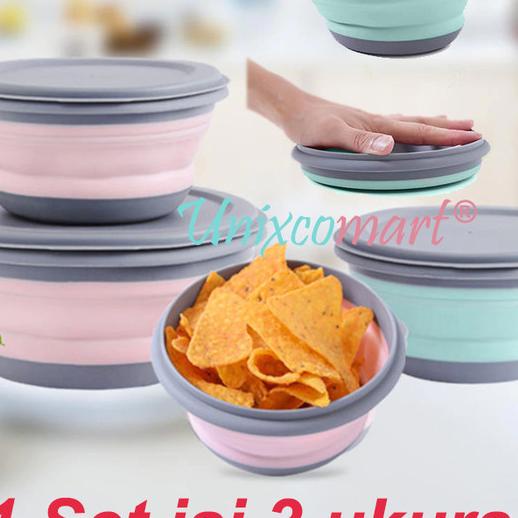 Bộ tô Silicone gấp gọn 3 trong 1 màu hồng