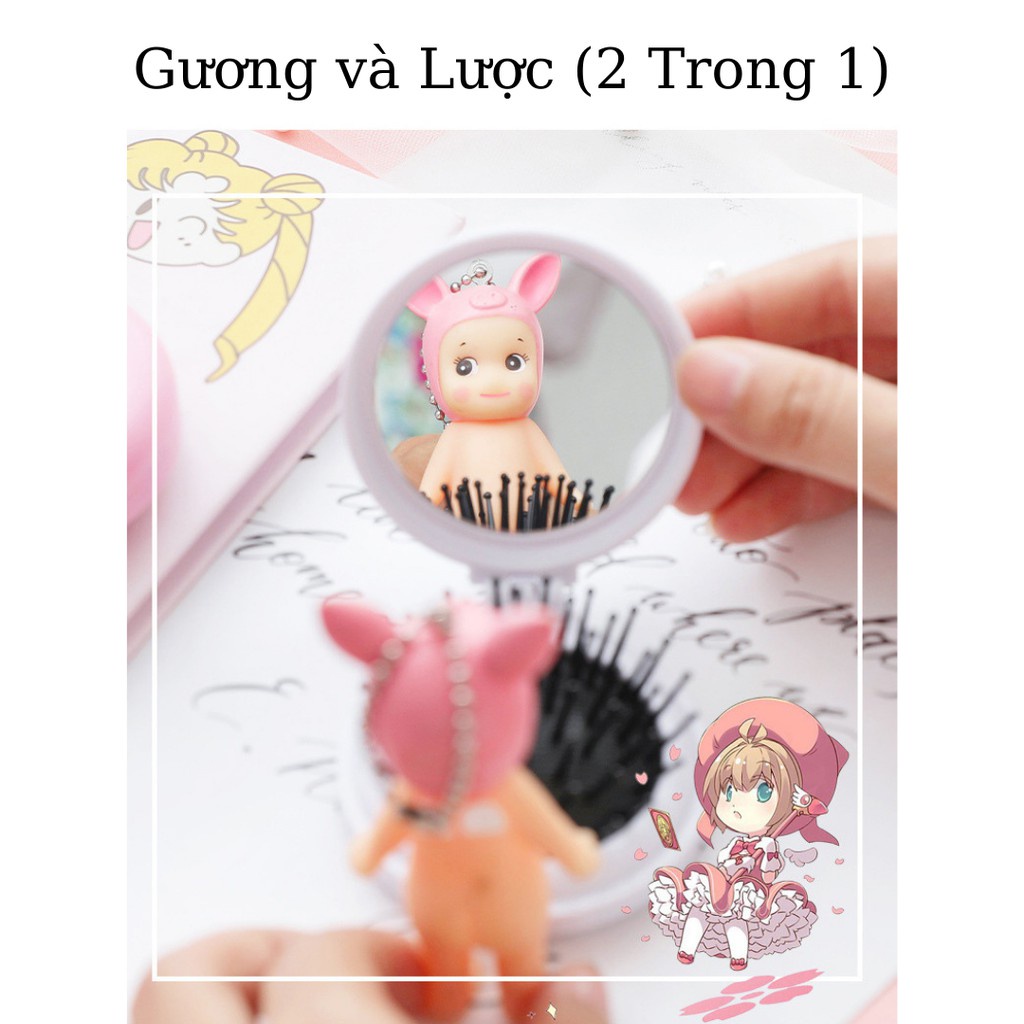Gương Kèm Lược Gấp Gọn Mini Dễ Thương