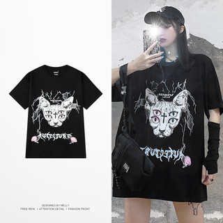 [NY0132] Áo thun ngắn tay Nelly in hình "Mèo chữ thập" áo phông (NELLY)