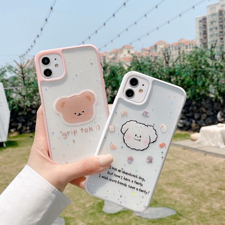 Ốp iphone - Ốp lưng viền Cún và Gấu kim tuyến 6s/6plus/6s plus/7/8/7plus/8plus/x/xs/xs max/11/11pro max- Jerry Case S1-2