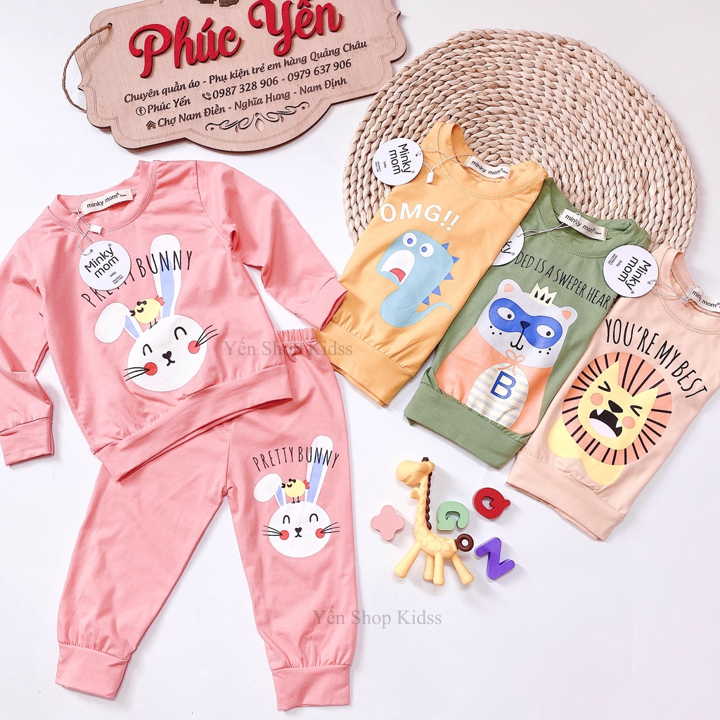 Bộ Dài Tay Minky Mom Cotton 100 % Họa Tiết Động Vật Sư Tử -Chữ Cho Bé (7-19kg) (SP001305)