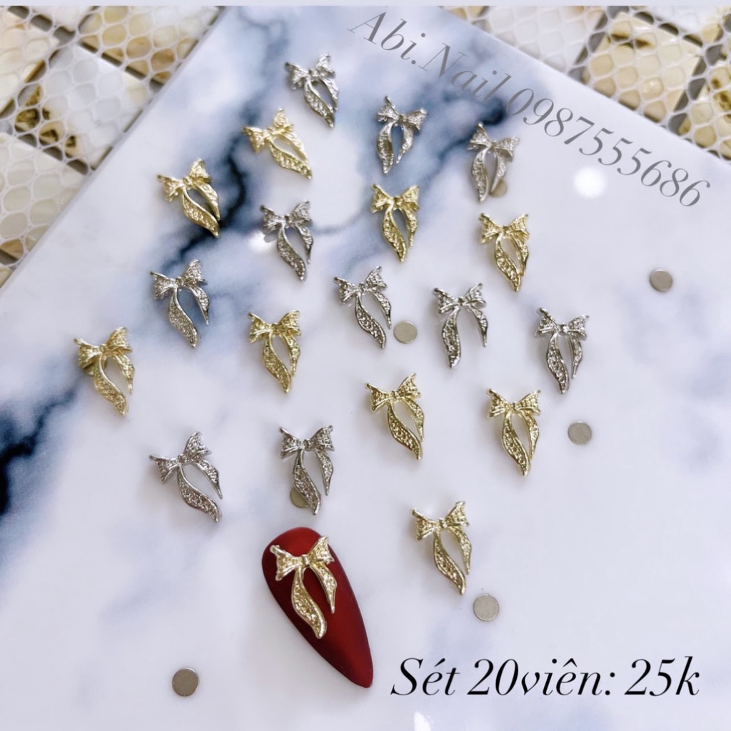 Set charm nơ kim loại 20 cái