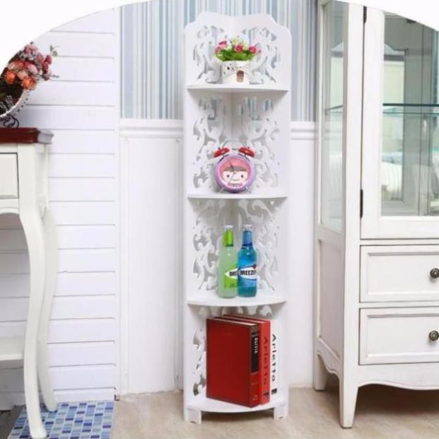 Kệ góc gỗ 4 tầng hoa văn