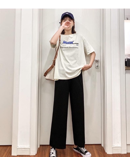 Quần suông nữ chống nhắn ống rộng vải tăm Bingshop