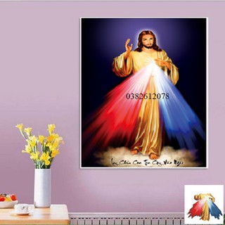 [51*72 CM] TRANH THÊU CHỮ THẬP LÒNG CHÚA THƯƠNG XÓT TRANH CHƯA THÊU LV3271