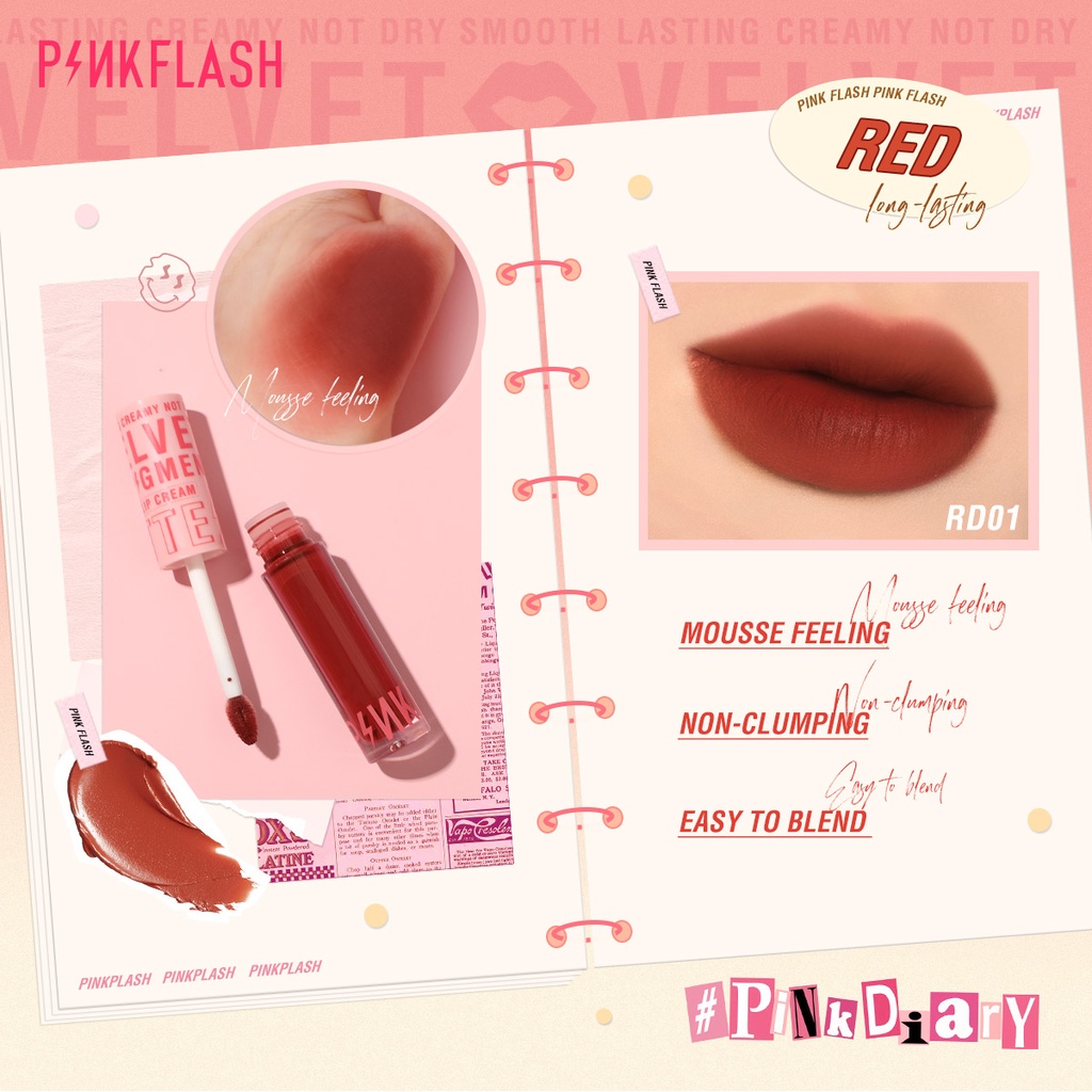 PINKFLASH Son môi nhung lì lâu trôi Men môi 30g