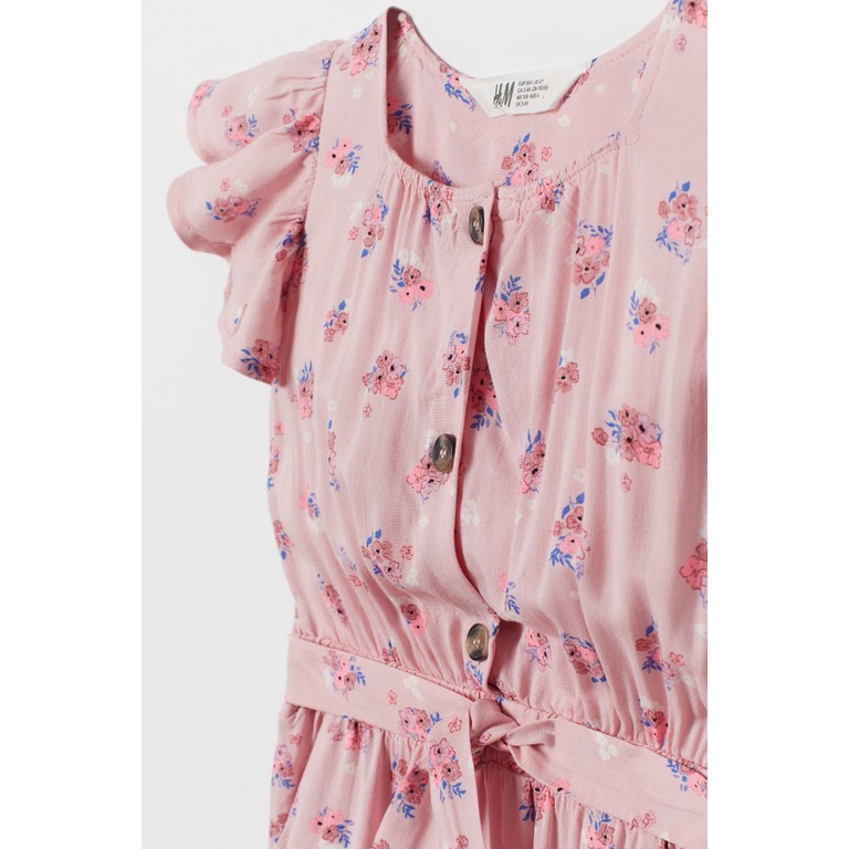 Jumpsuit bộ liền hồng hoa HM H&amp;M size 7-8y_hàng chính hãng authentic