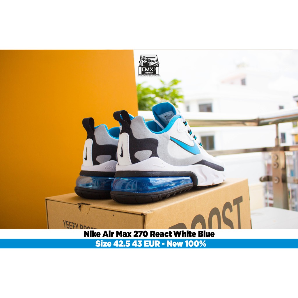 😘 [ HÀNG CHÍNH HÃNG ] Giày Nike Air Max 270 React White Blue Black ( CT1280-101 ) - REAL AUTHETIC 100%